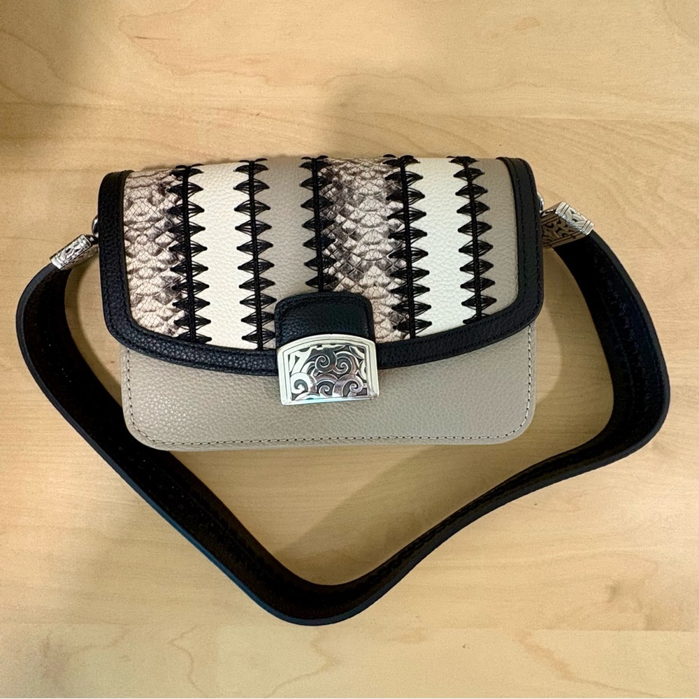 Brighton Ginger Snappy Beechwood Mini Bag with Crochet Mix Snappy Flap